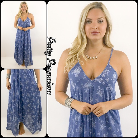 SOLD OUT‼️NWT Blue Printed Handkerchief Maxi Dress - Picture 8 of 8
