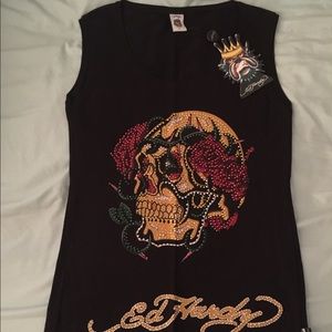 BRAND NEW-Embellished Ed Hardy Stretch Tank