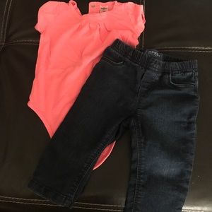 Baby girl onesie/ pants set - 6 months