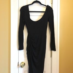 Long Sleeve maxi black dress with slit