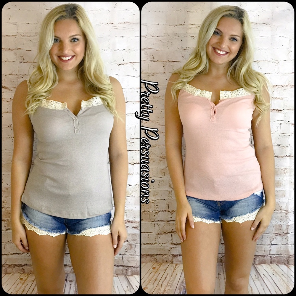 NWT Dust Blush Fitted Henley Tank Top Camisole - Picture 5 of 5