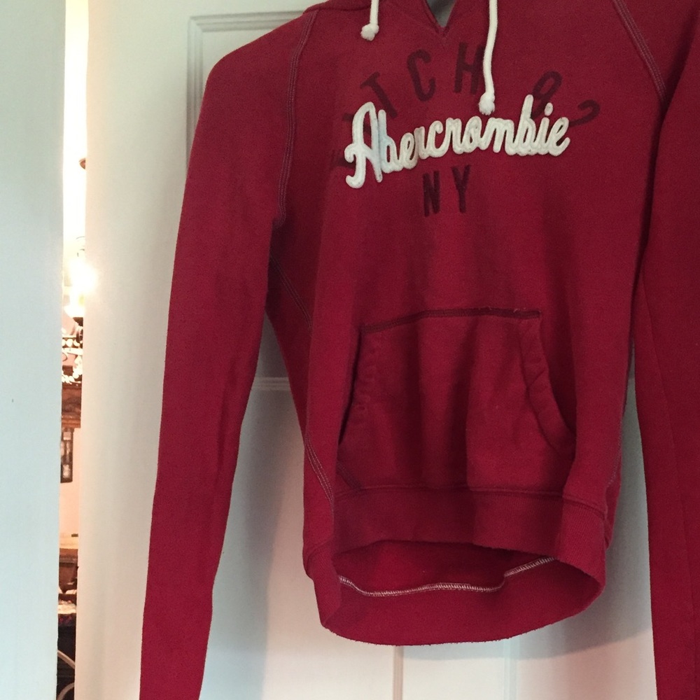 Abercrombie & Fitch Red Hooded Sweatshirt (Hoodie)
