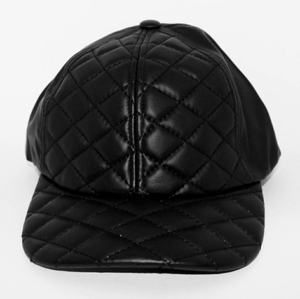 Faux leather quilted snapback