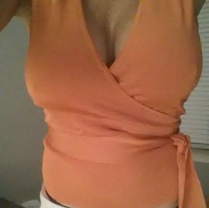 New orange wrap sleeveless top