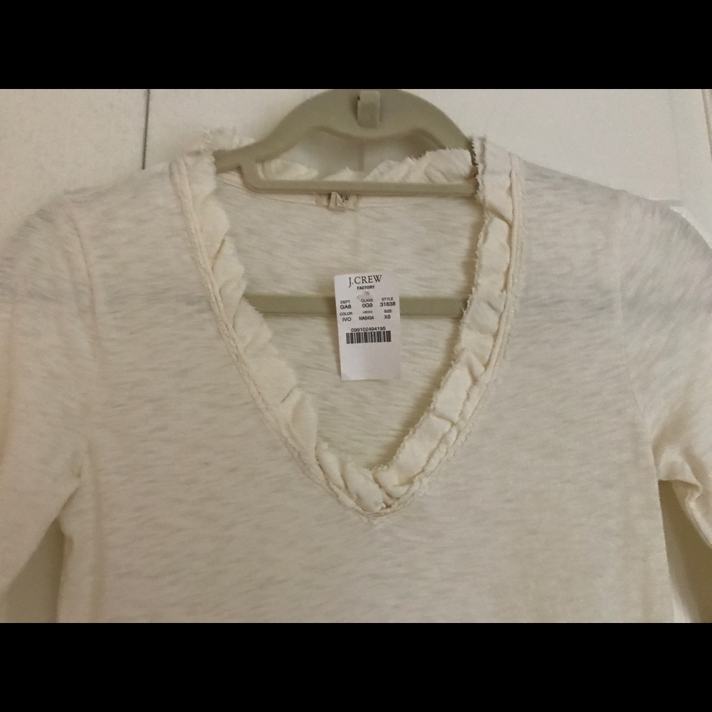 NWT JCrew cream v-neck slub cotton tshirt