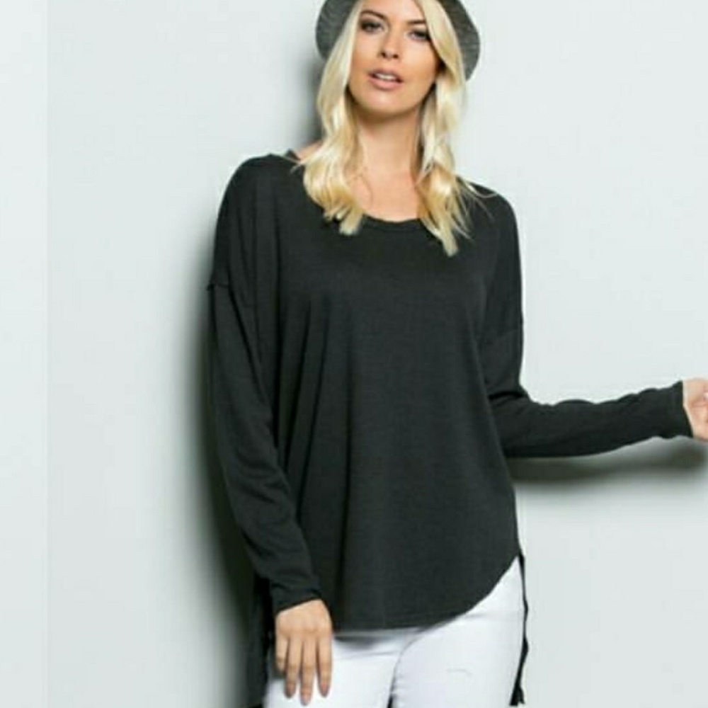 Charcoal gray high-low top