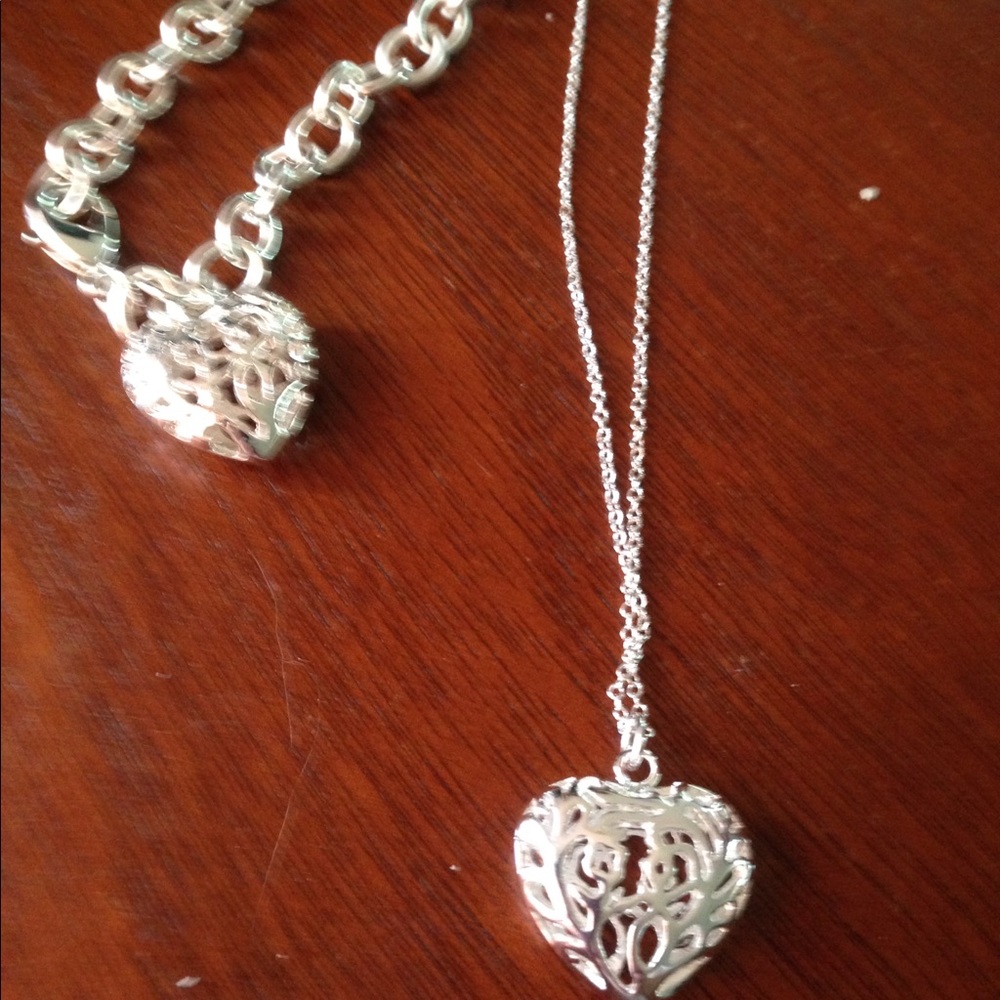 Caged heart ❤️ necklace and bracelet