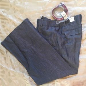 LOFT - Chambray wide leg pants w/red & white belt.