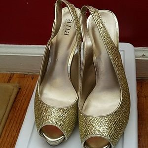 Brand new gold heels
