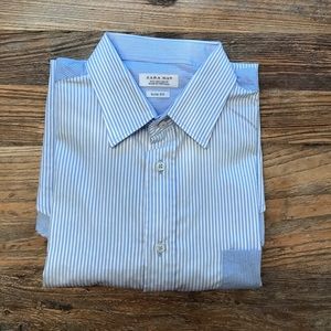 Zara Men Blue and White Dress Shirt