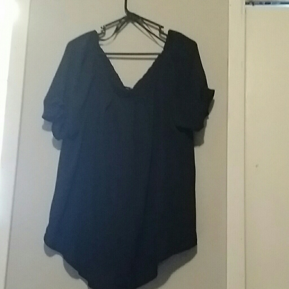 3xl sheer black shirt with a bow in the back