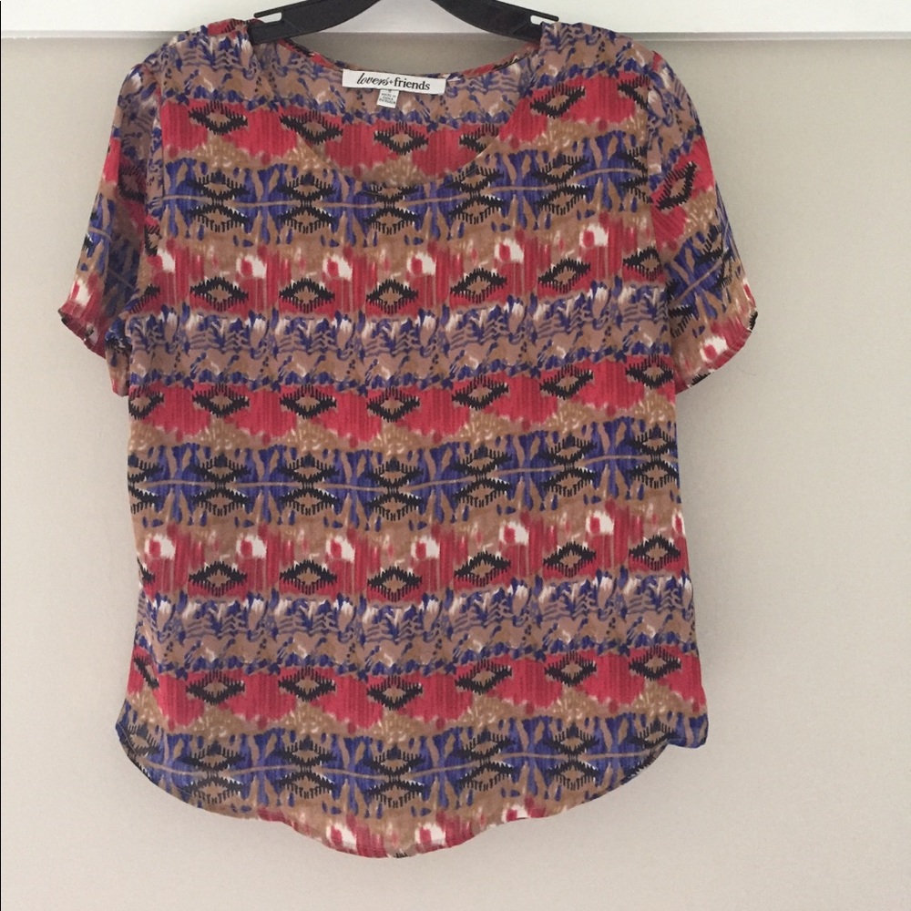 LOVERS + FRIENDS Ikat print short sleeve blouse