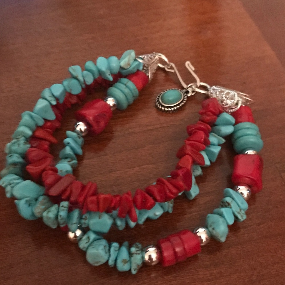 Turquoise and bamboo coral set