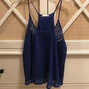 Cobalt blue Tank with sheer chevron printed front