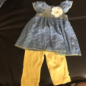 Baby girl 2 pc floral blouse top/bottom set - 12m