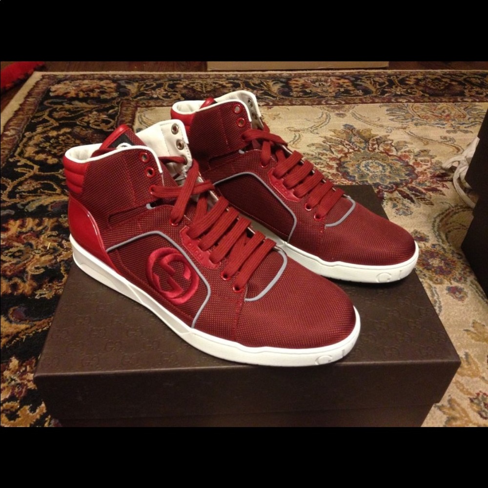 Gucci high top red sneakers
