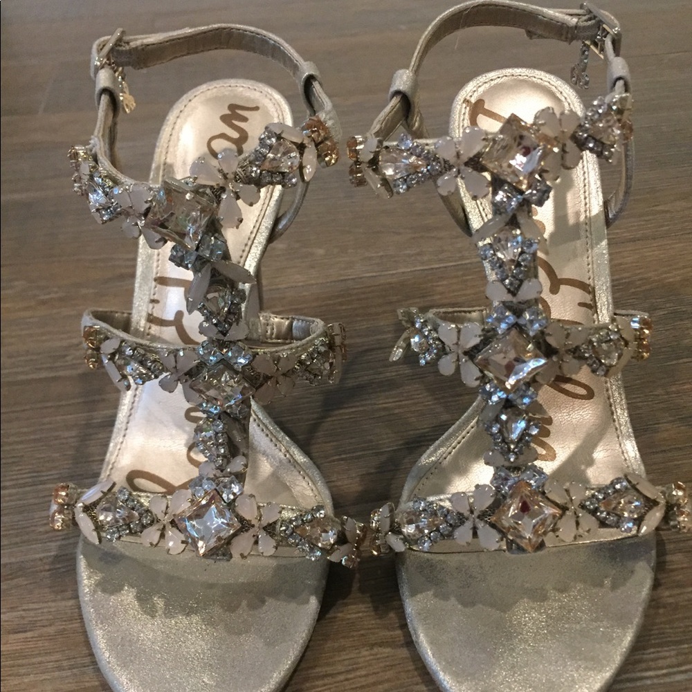 Sam Edelman gold jeweled heels