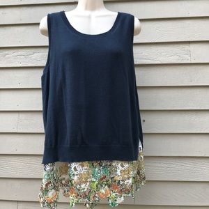 Anthropology navy and lace sweater top