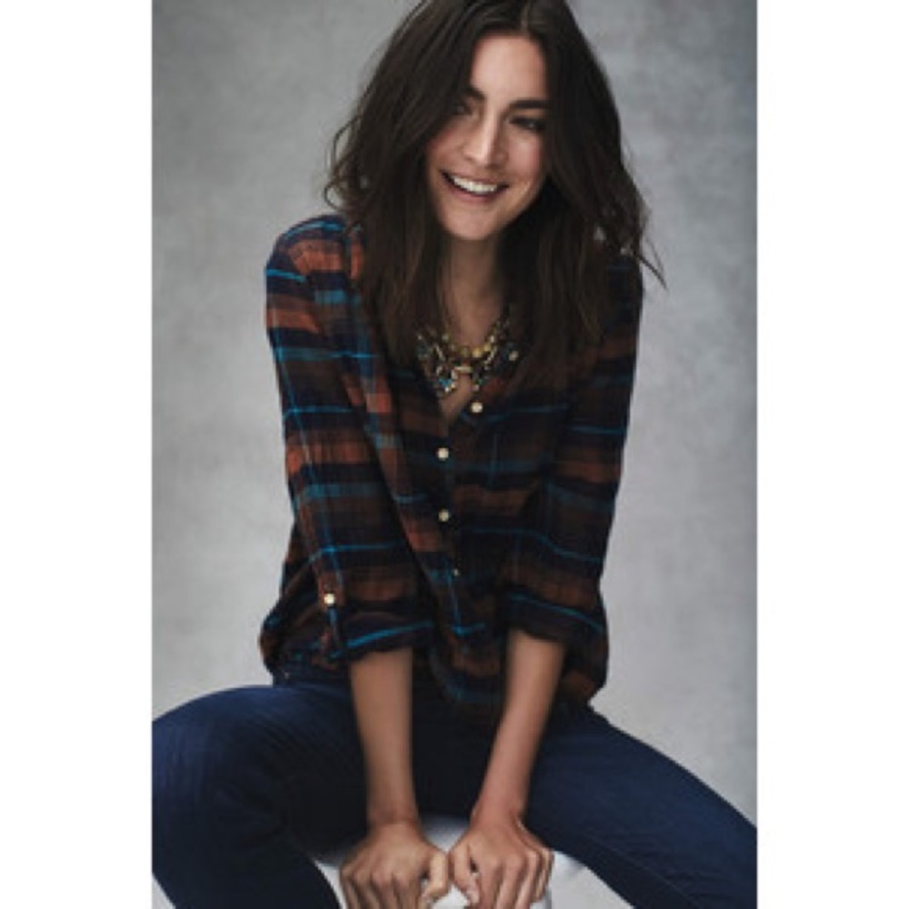 Anthropologie Isabella Sinclair Plaid Buttondown S