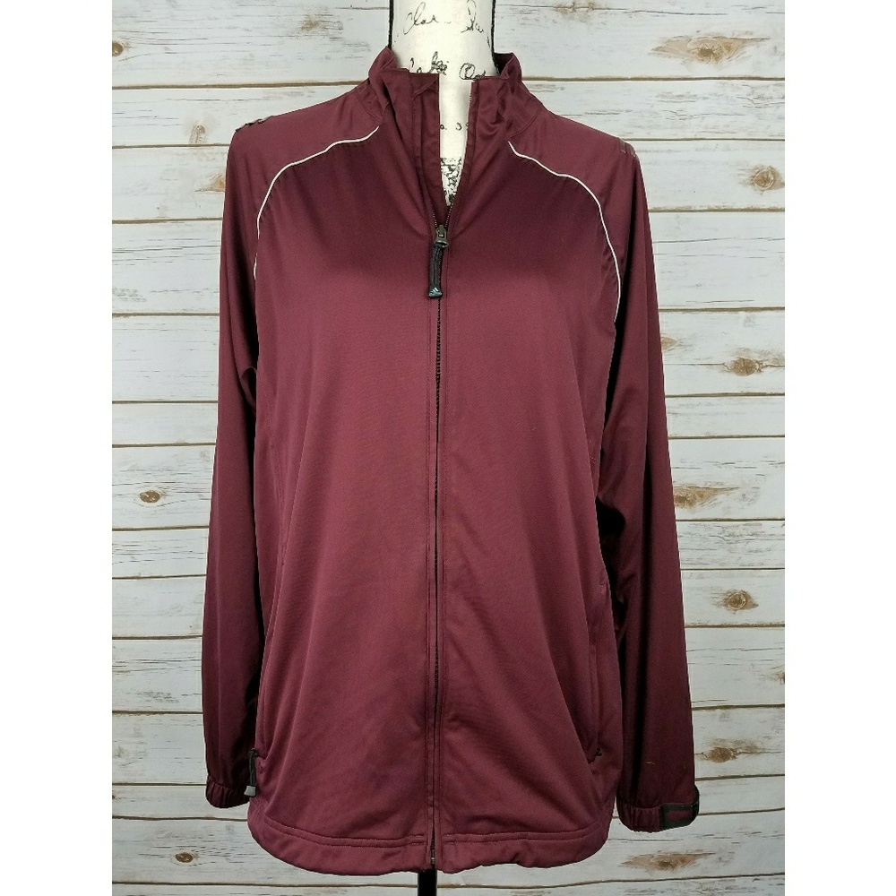 Adidas Maroon Burgundy Wind Jacket Spellout Logo