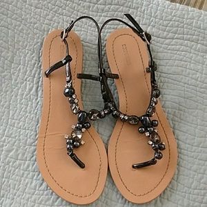 Black beaded sandals from Express