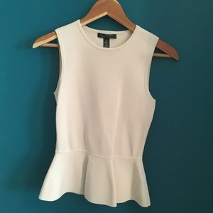 White Ralph Lauren Peplum Sleeveless Sweater