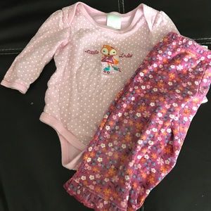 Baby girl fox Little Lady 2pc pants/top set - 6-9m