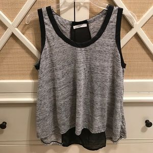 Grey Tank with Black Leather & sheer black Detail