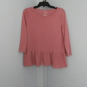 Women's Rose Colored Peplum Top Sz L