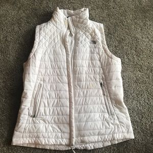 North face white vest - used size large