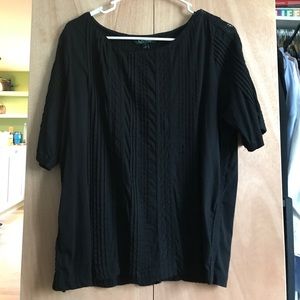 a black lace short sleeve shirt