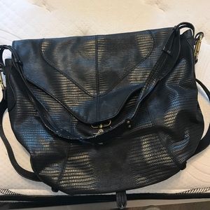 Faux leather black cross body bag
