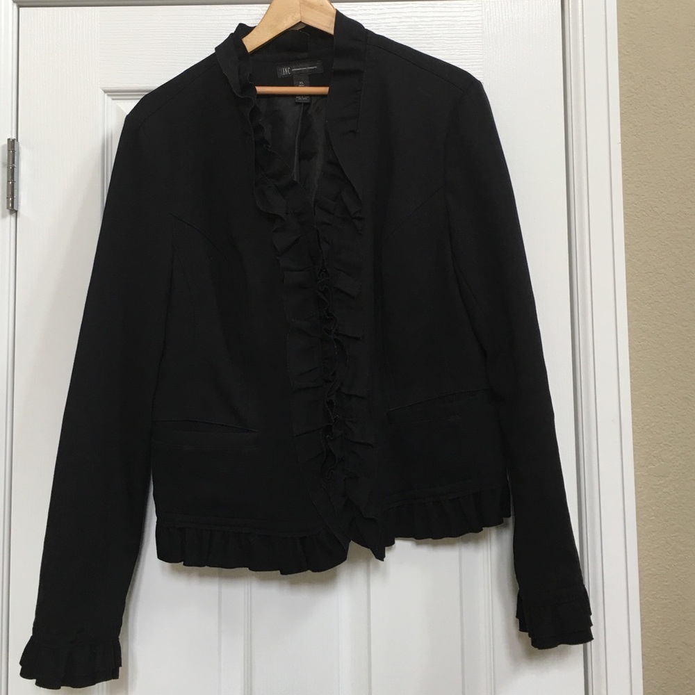 INC black ruffle blazer