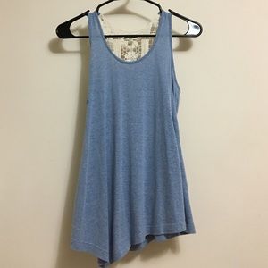 Blue tanks with crochet
