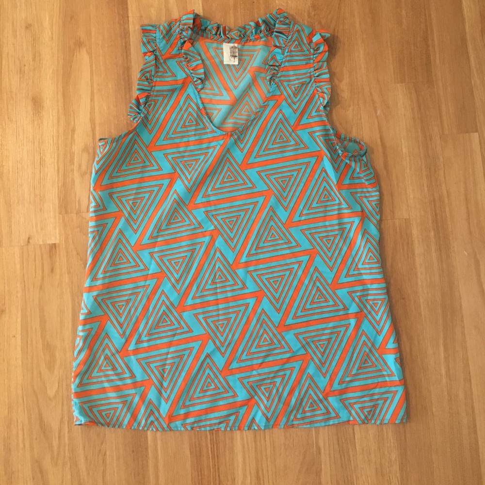 Fun patterned tank with ruffle detail