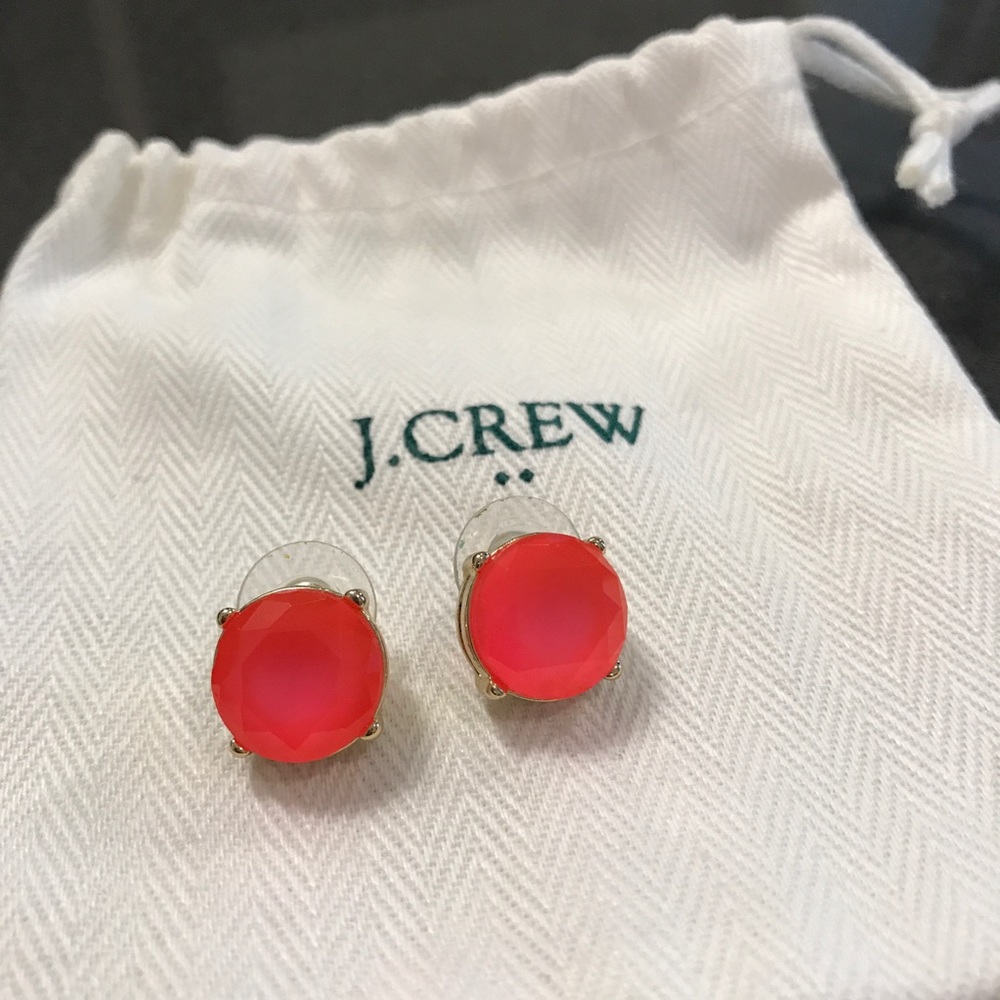 J Crew neon coral gumdrop studs