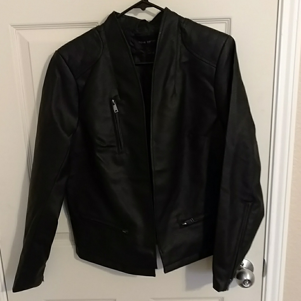 Women's Black Moto Motorcycle Jacket Leather Large