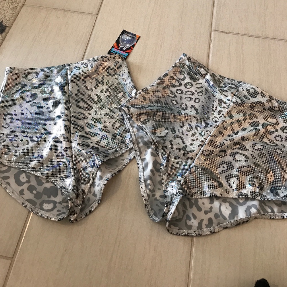 Silver Cheetah High Waisted Shorts