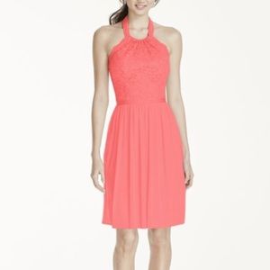 David's Bridal Short Halter Lace