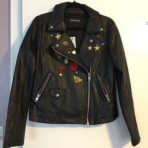 NWT Express Moto Jacket with patches & charms