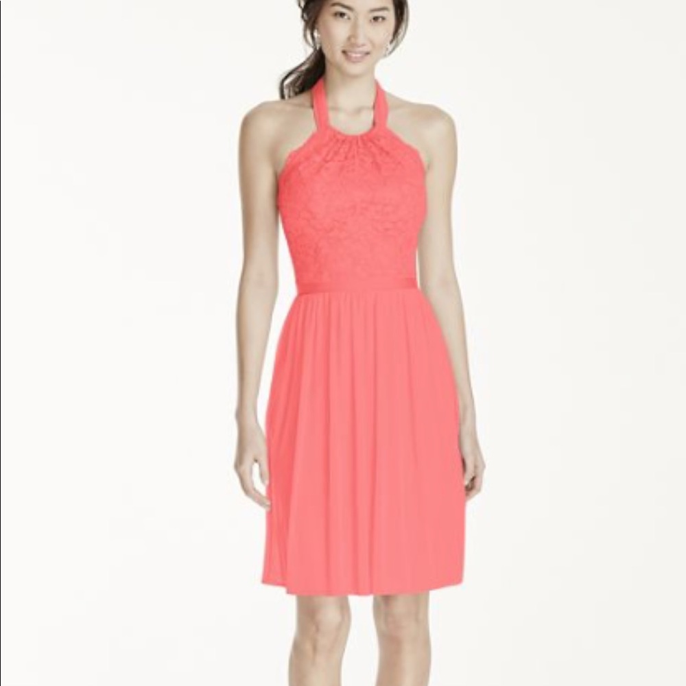 David's Bridal Short Halter Lace