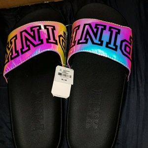 VS Pink Rainbow slip ons size Medium