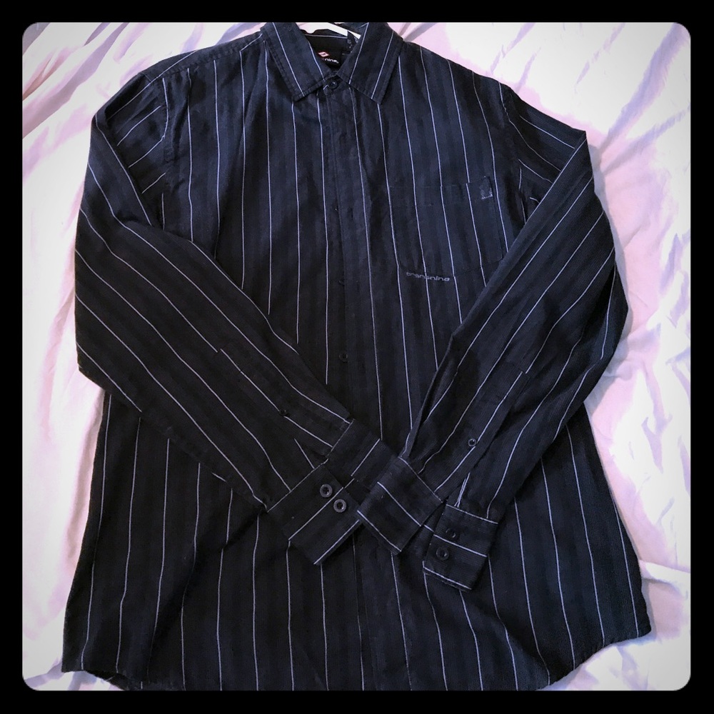 Transnine LS M shirt black with white pinstripes