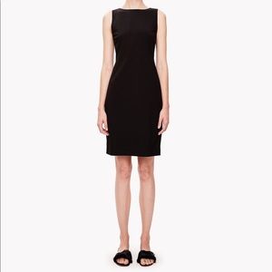 Theory black stretch wool shift dress flawed sz 2