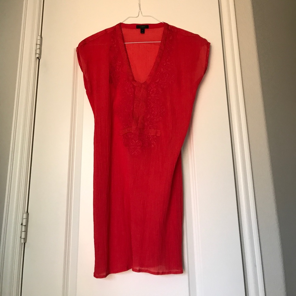 J Crew - Red Embroidered Swimsuit Cover-Up