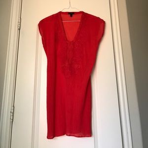 J Crew - Red Embroidered Swimsuit Cover-Up