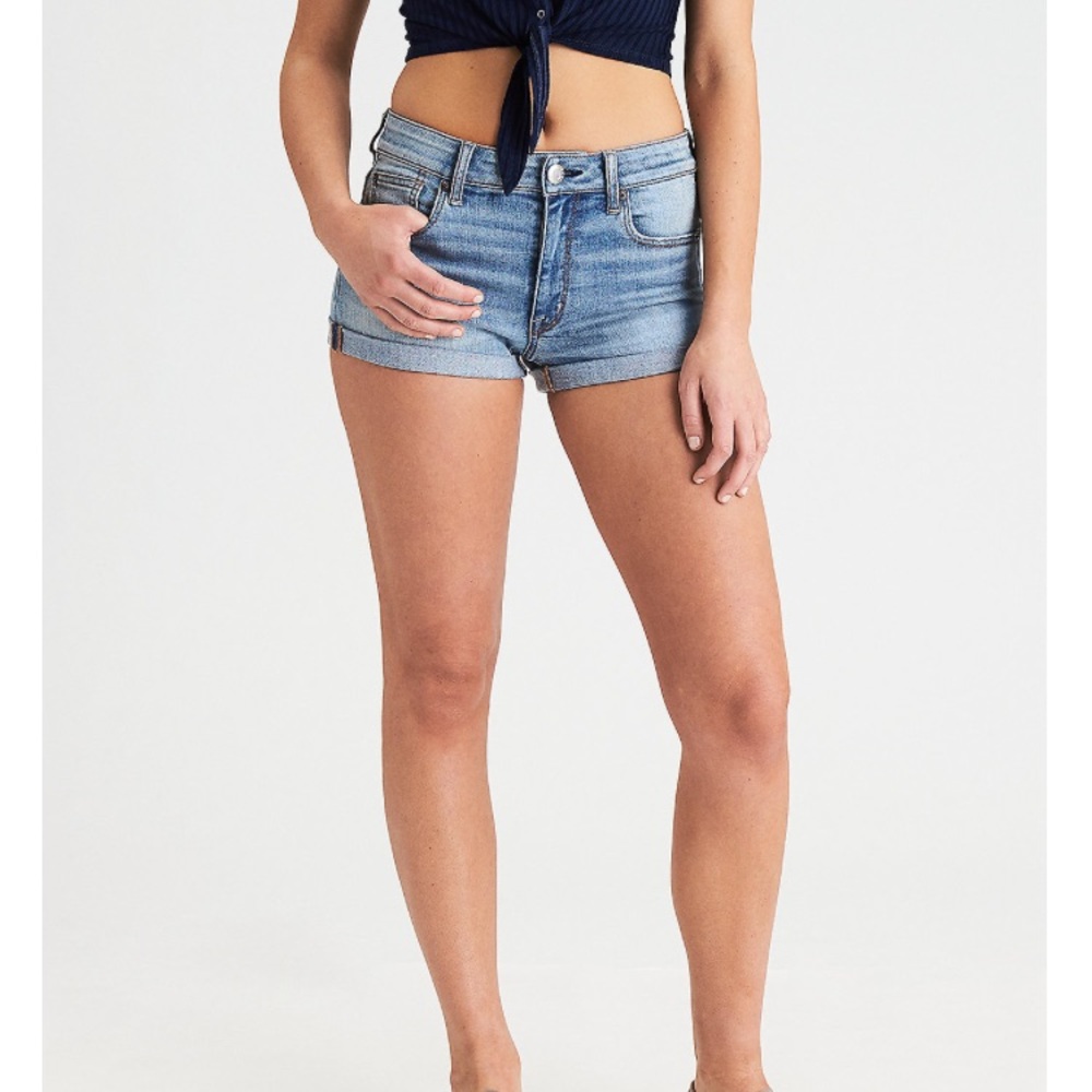 American Eagle Super High Rise Cuffed Denim Shorts