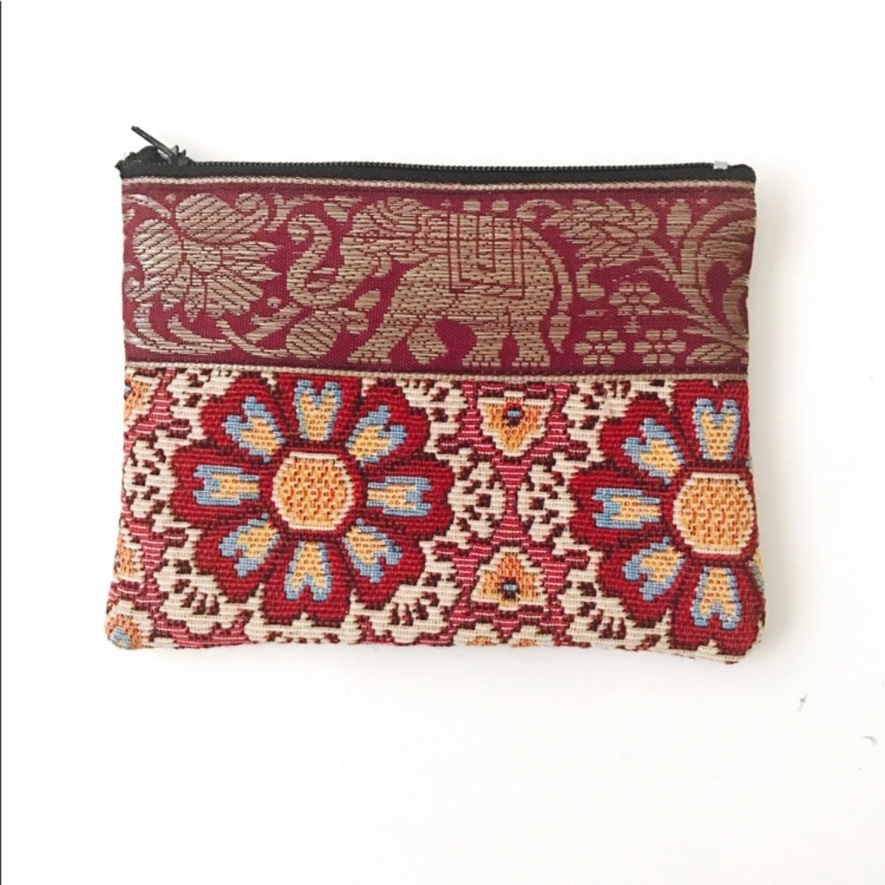 Red Elephant & Flower Thai Clutch