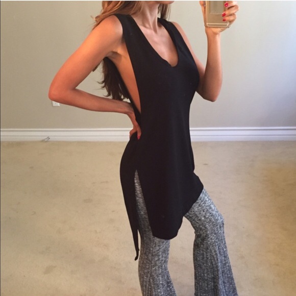 Tops - Black French Terry Hoodie Top