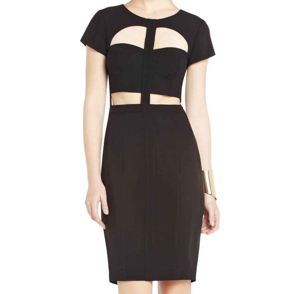 BCBGMaxAzria Georgiana Black Cut-Out Bodice Dress